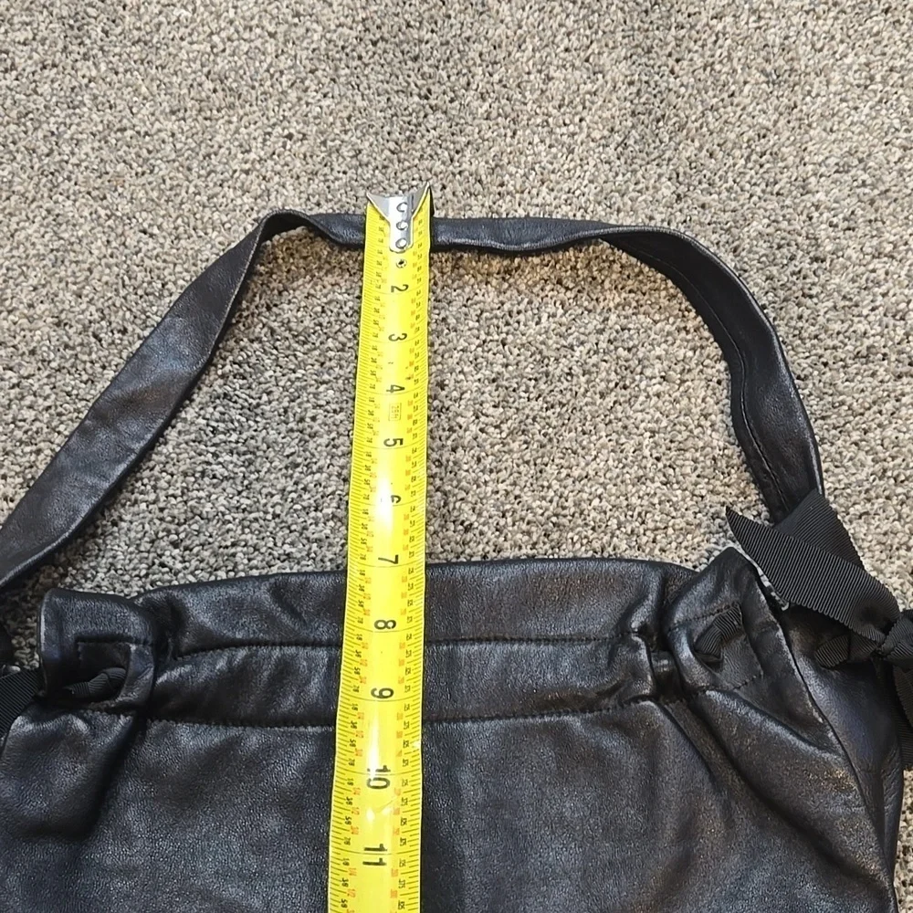 DKNY Women Black Shoulder Bag with Bow Accents Leather Mini